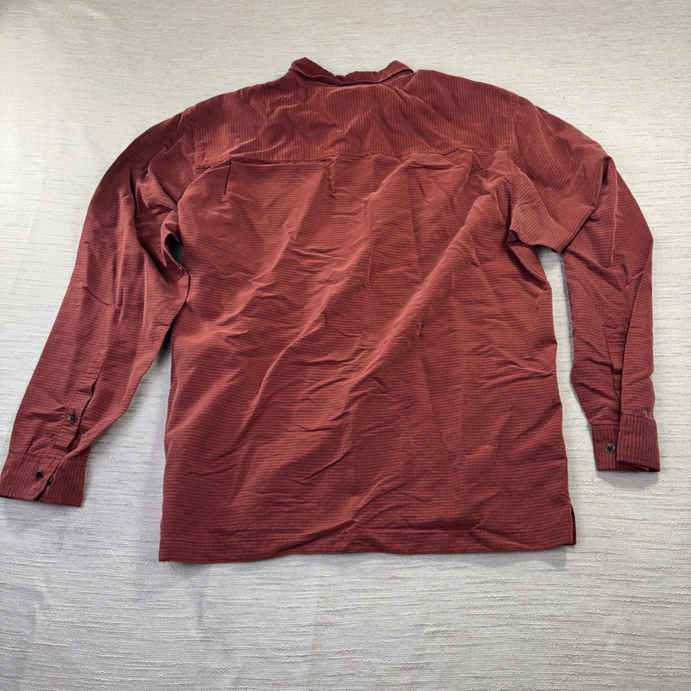 Royal Robbins Mens XL Relaxed Fit Modal Blend Grid Button Down Shirt Rust Red